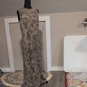 Chaus Black and Cream Snake Print Maxi Dress